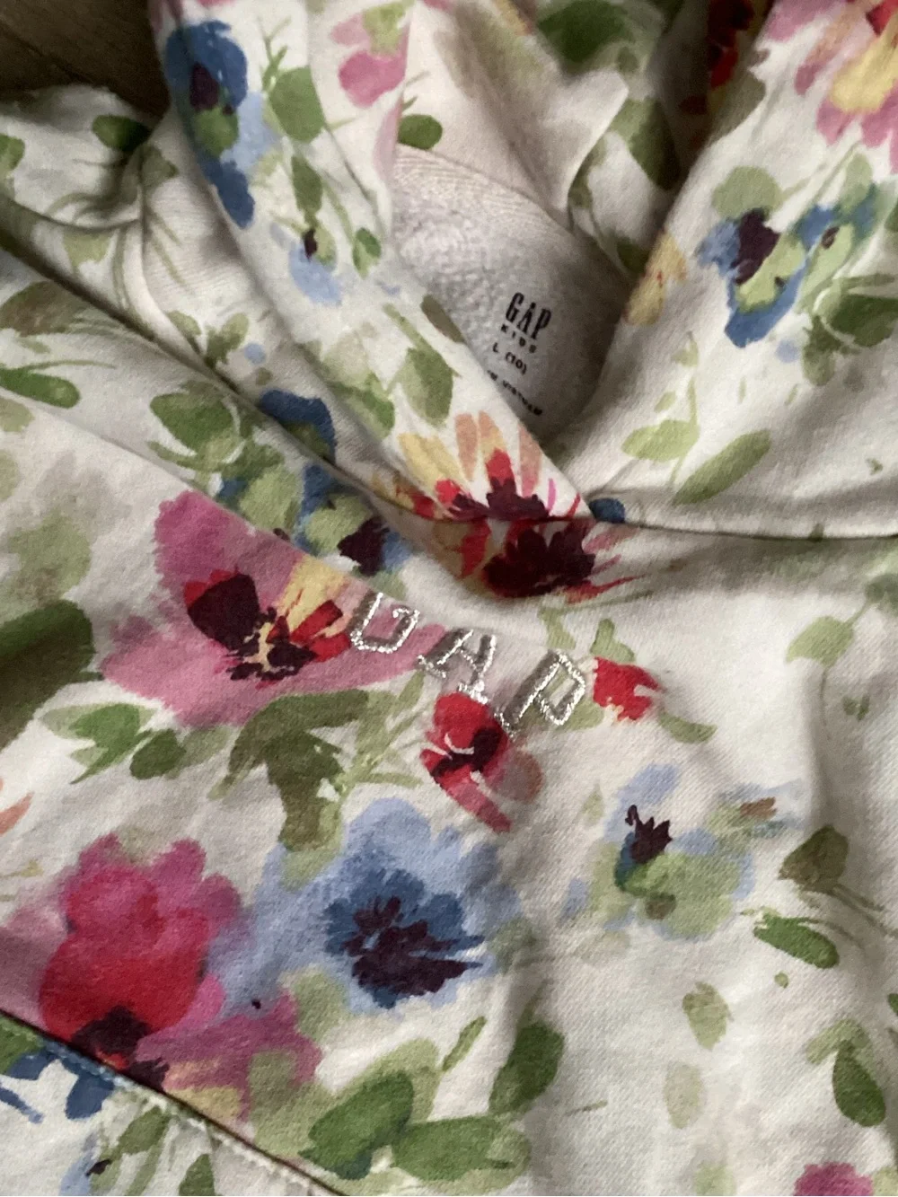 Gap kids Hooded Sweatshirt in Cream with Pink & Green Accents